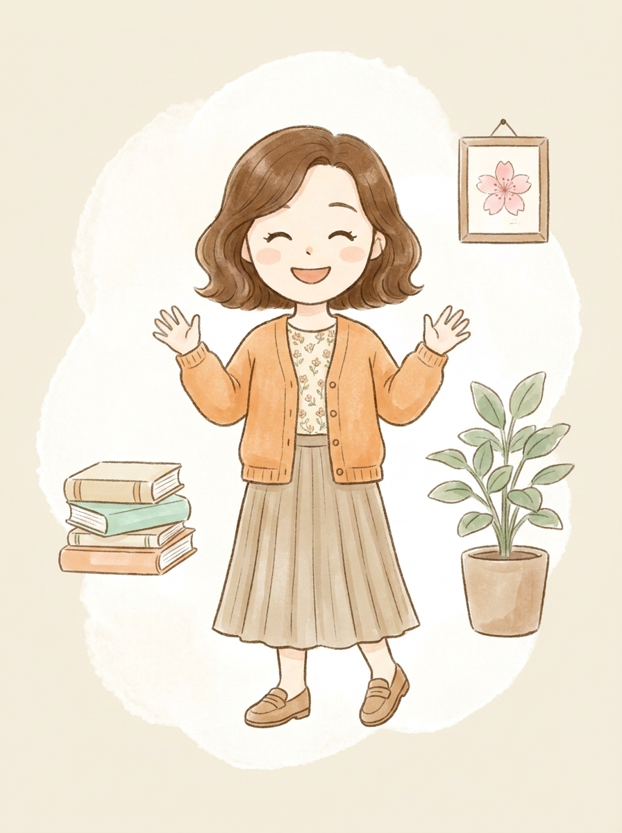 새달일본어 강사가 반갑게 인사하는 일러스트